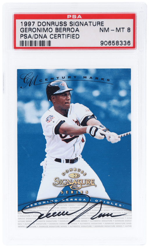 1997 Donruss Signature Series Century Marks Geronimo Berroa 65/100 PSA/DNA Auth