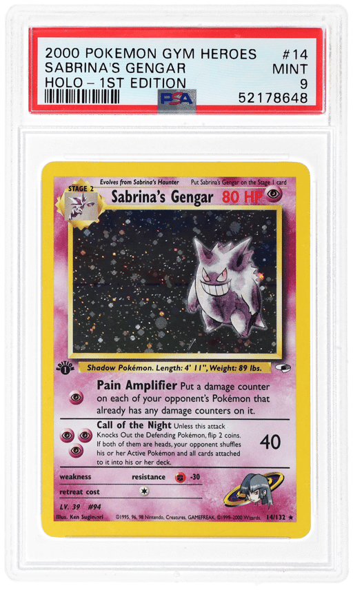 2000 Pokemon Gym Heroes 1st Edition Holo Sabrina's Gengar #14 PSA 9