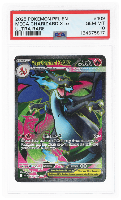 2025 Pokemon Mega Evolution Phantasmal Flames Ultra Rare Mega Charizard X Ex #109 PSA 10
