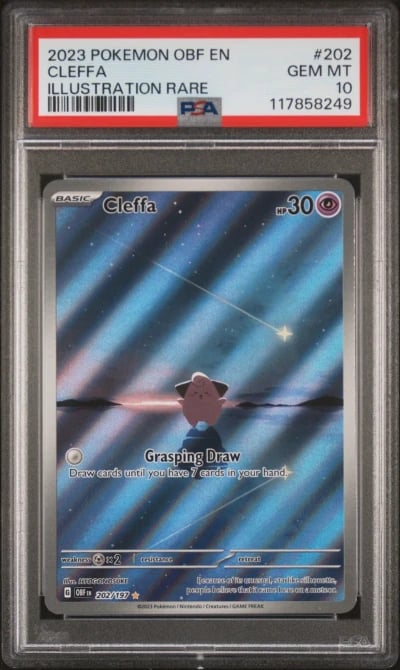 2023 POKEMON OBF EN-OBSIDIAN FLAMES ILLUSTRATION RARE #202 CLEFFA PSA 10