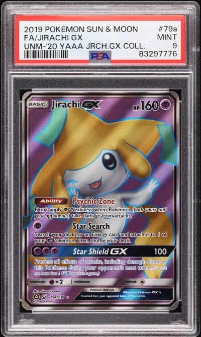 2019 Pokemon Sun & Moon Unified Minds Full Art Jirachi GX #79a PSA 9 MINT
