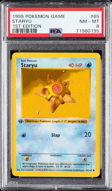 1999 POKEMON GAME #65 STARYU 1ST EDITION PSA 8