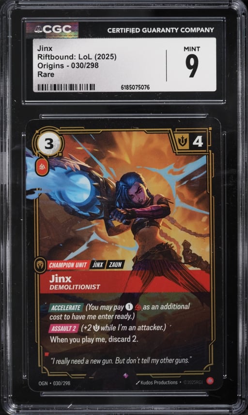 2025 Riftbound League Of Legends LoL Origins Jinx #30 CGC 9 MINT