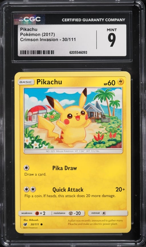 2017 Pokemon Sun & Moon Crimson Invasion Pikachu #30 CGC 9 MINT