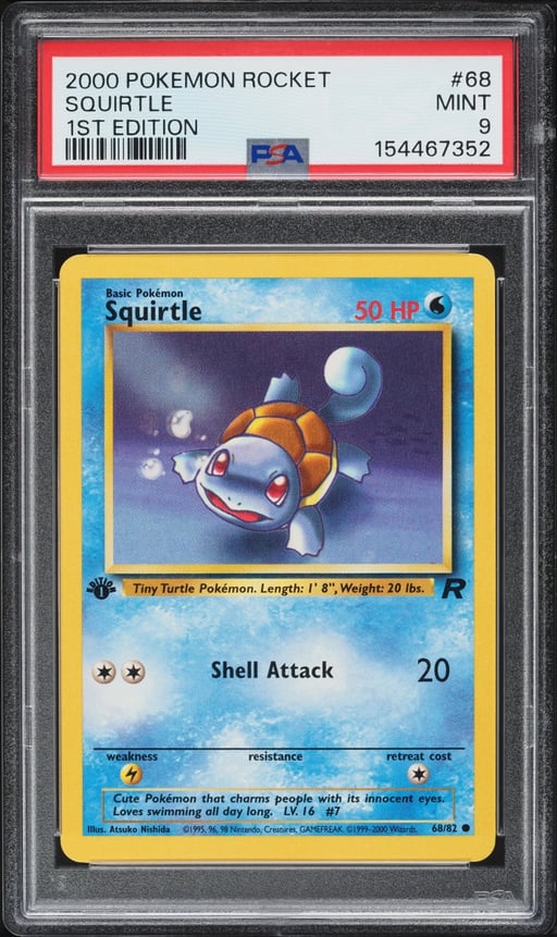 2000 Pokemon Team Rocket 1st Edition Squirtle #68 PSA 9 MINT