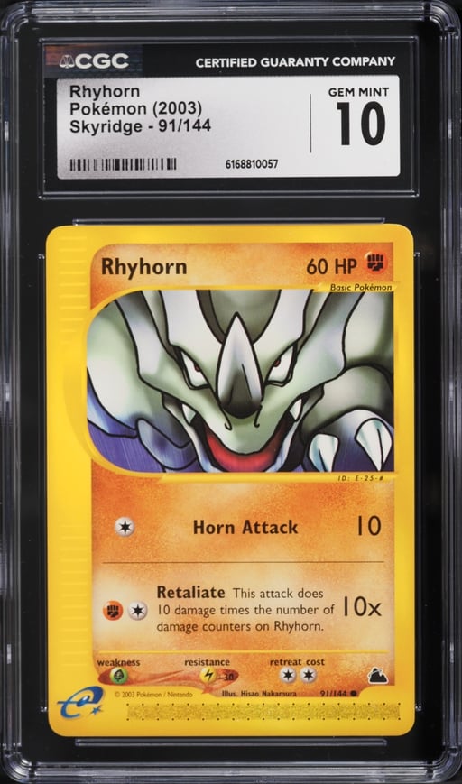 2003 Pokemon E-Card Skyridge Rhyhorn #91 CGC 10 GEM MINT