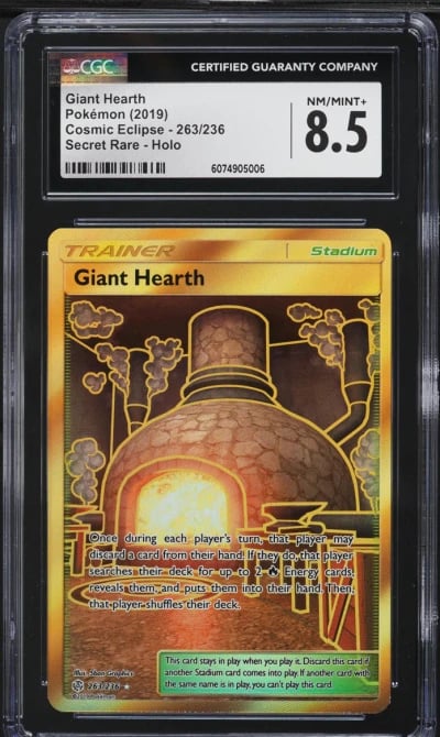 2019 Pokemon Sun & Moon Cosmic Eclipse SEC Giant Hearth #263 CGC 8.5 NM-MT+