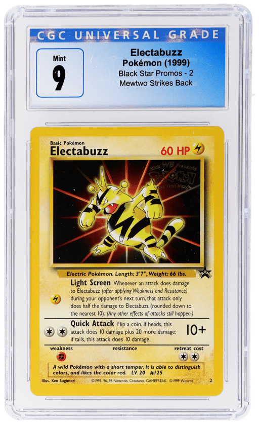 1999 Pokemon Wizards of the Coast Black Star Promo Mewtwo Strikes Back Electabuzz #2 CGC 9
