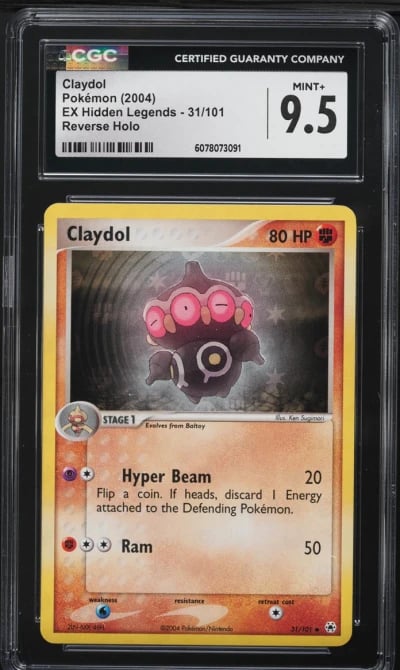 2004 Pokemon EX Hidden Legends Reverse Holo Claydol #31 CGC 9.5 MINT+