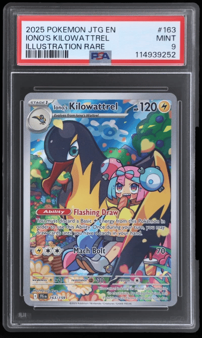 2025 Pokemon Scarlet and Violet Journey Together Illustration Rare Iono's Kilowattrel #163 PSA 9