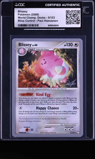 2008 Pokemon World Championships Decks Bliss Control Paul Atanassov Blissey #5 CGC AUTH