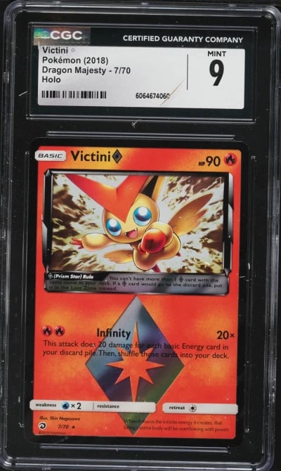 2018 Pokemon Sun & Moon Dragon Majesty Holo Victini #7 CGC 9 MINT