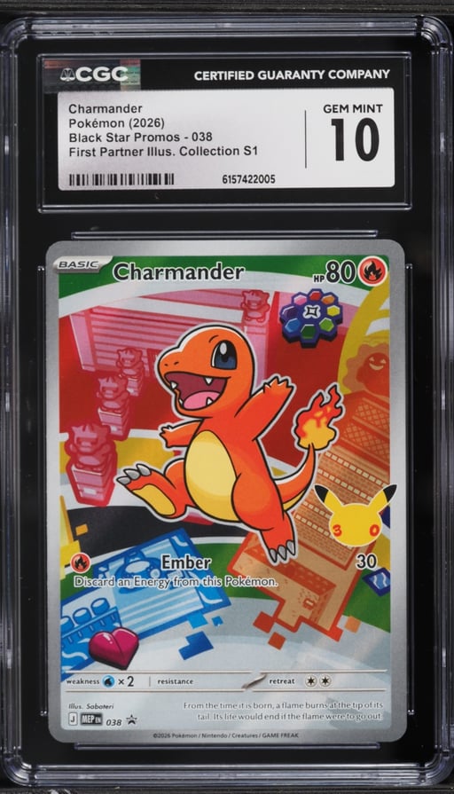 2026 Pokemon Mega Evolution Promo First Partner Illustration S1 Full Art Charmander #38 CGC 10