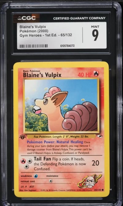 2000 Pokemon Gym Heroes 1st Edition Blaine's Vulpix #65 CGC 9 MINT