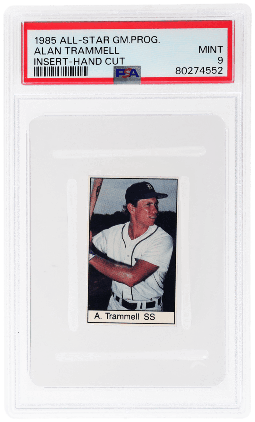 1985 All-Star Game Program Inserts Hand Cut Alan Trammell PSA 9