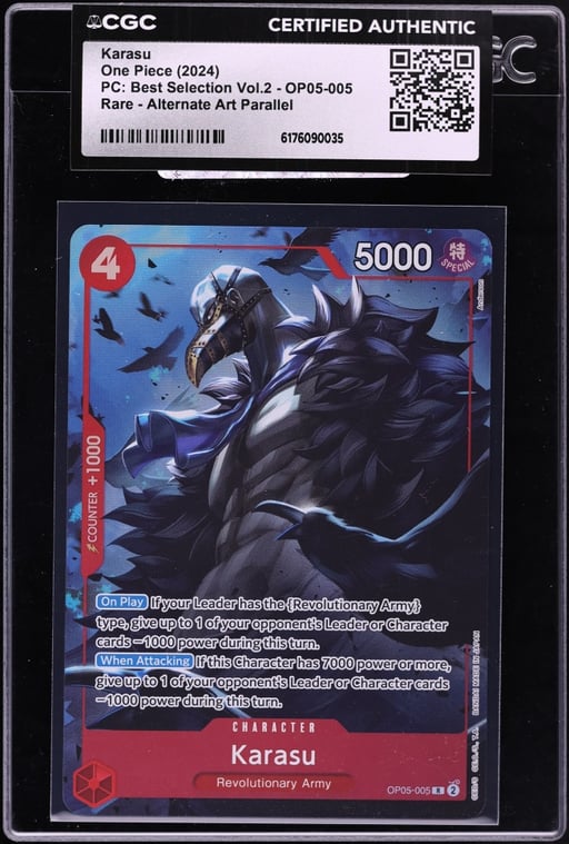 2024 One Piece Japanese Premium Best Selection Volume 2 Alt Art Karasu #OP05-005 CGC AUTH