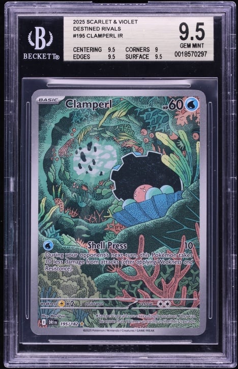 2025 Pokemon Scarlet & Violet Destined Rivals IR Clamperl #195 BGS 9.5 GEM MINT