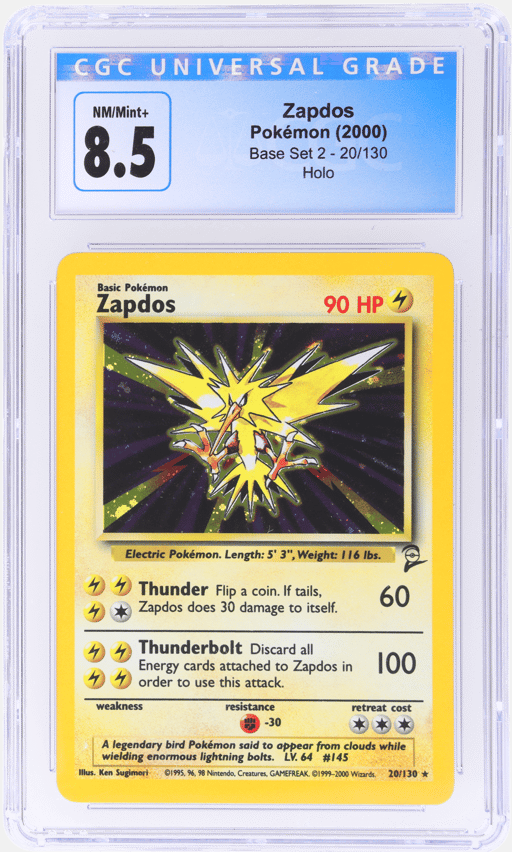 2000 Pokemon Base Set 2 Holo Zapdos #20 CGC 8.5