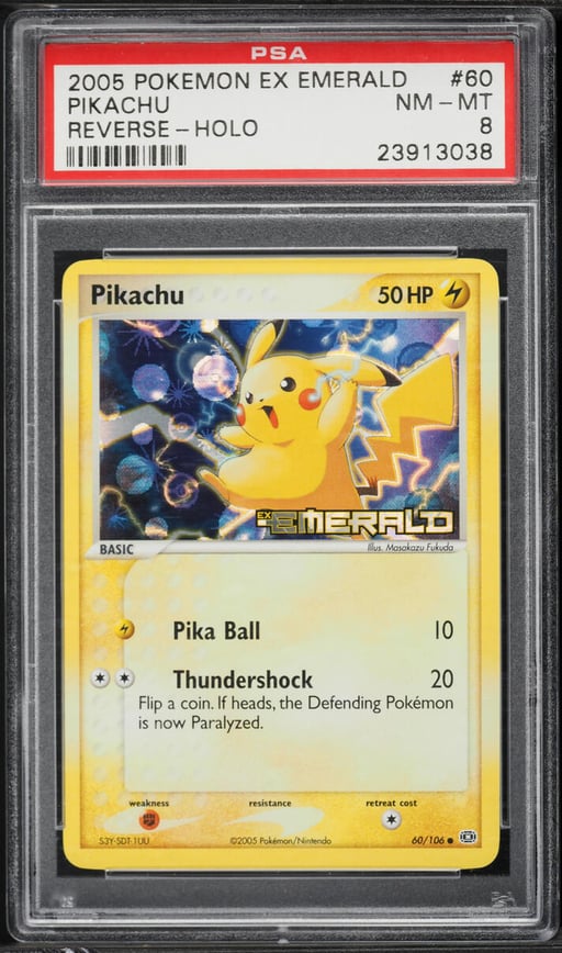 2005 Pokemon EX Emerald Reverse Holo Pikachu #60 PSA 8 NM-MT