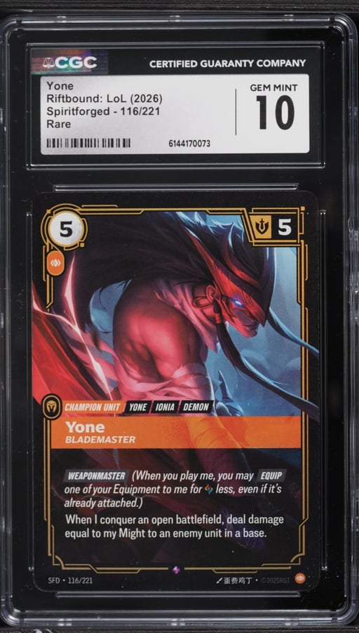 2026 Riftbound League Of Legends Spiritforged Yone #116 CGC 10 GEM MINT