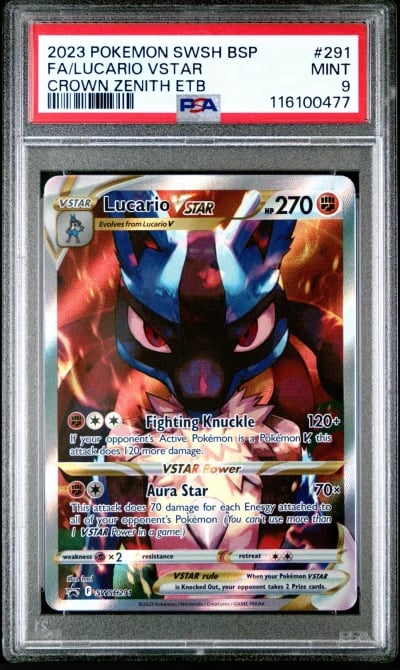 2023 POKEMON SWSH BLACK STAR PROMO #291 FULL ART/LUCARIO VSTAR PSA 9