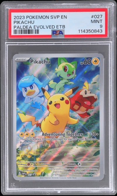 2023 Pokemon Black Star Promo Paldea Evolved Elite Trainer Box Pikachu #027 PSA 9