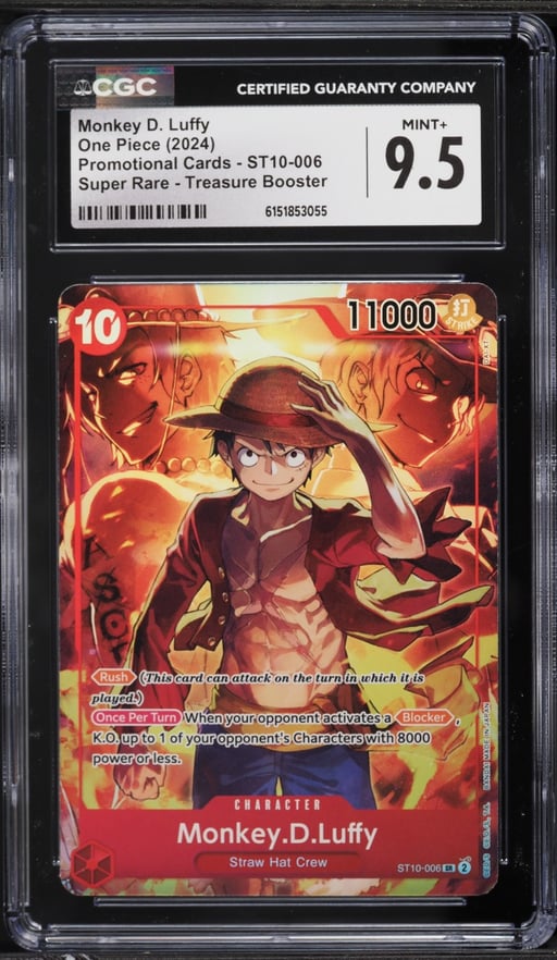2024 One Piece Promo Treasure Booster SR Monkey D. Luffy #ST10-006 CGC 9.5 MINT+