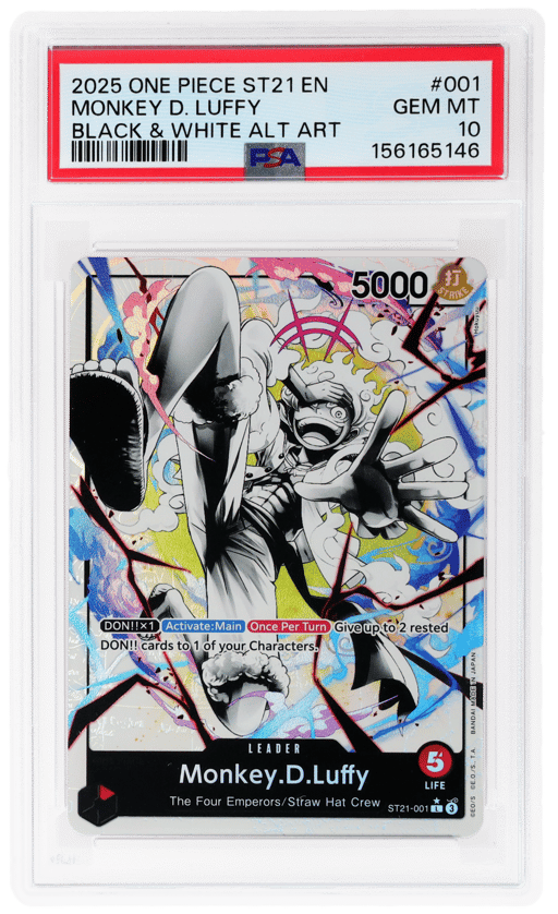 2025 One Piece Starter Deck Black and White Alternate Art Monkey D. Luffy #ST21-001 PSA 10