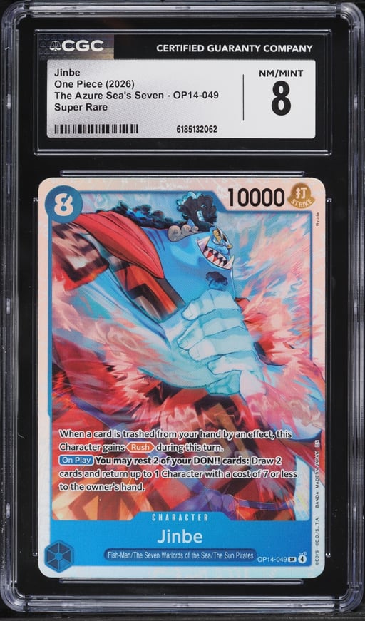 2026 One Piece The Azure Sea's Seven SR Jinbe #OP14-049 CGC 8 NM-MT