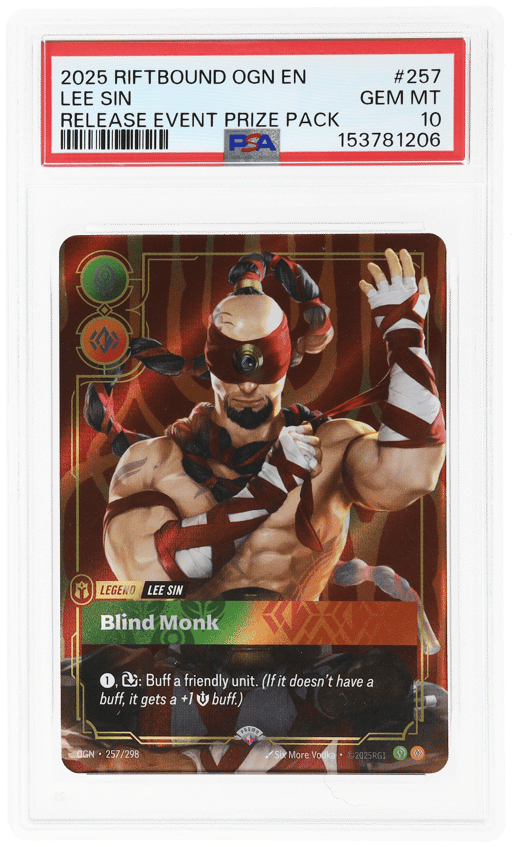 2025 Riftbound League of Legends Origins Promo Blind Monk Release Event Prize Pack Lee Sin #257 PSA 10