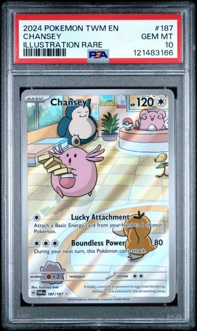 2024 POKEMON TWM EN-TWILIGHT MASQUERADE ILLUSTRATION RARE #187 CHANSEY PSA 10