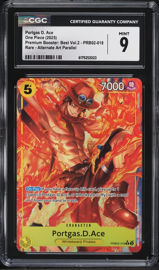 2025 One Piece Japanese Premium Booster: Best Vol.2 Alt Art Portgas D. Ace #PRB02-018 CGC 9 MINT
