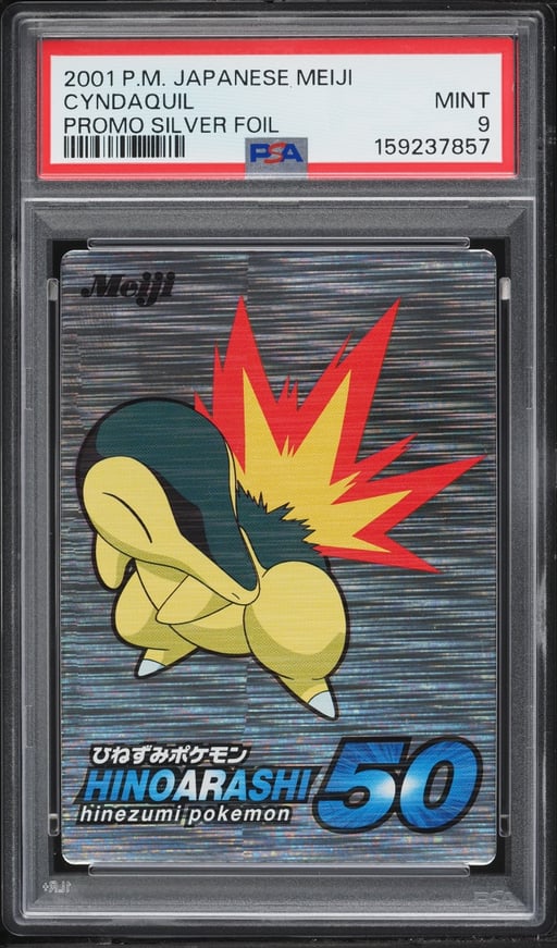 2001 Pokemon Japanese Meiji Promo Silver Foil Cyndaquil PSA 9 MINT