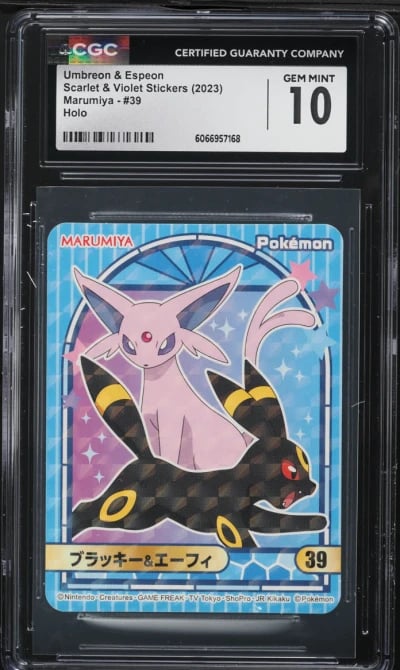 2023 Pokemon Japanese Marumiya SV Stickers Holo Umbreon & Espeon #39 CGC 10 GEM