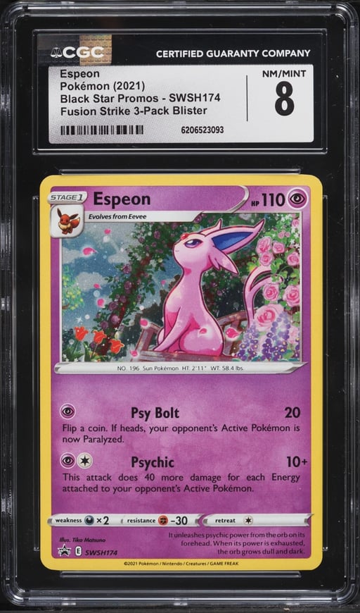 2021 Pokemon Sword & Shield Promo Fusion Strike Holo Espeon #SWSH174 CGC 8 NM-MT