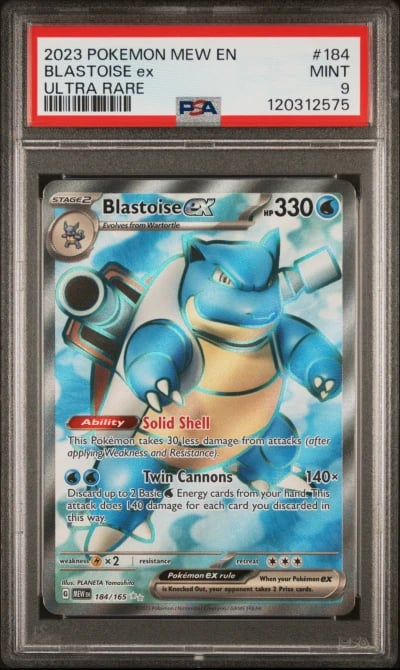 2023 POKEMON MEW EN-151 ULTRA RARE #184 BLASTOISE EX PSA 9