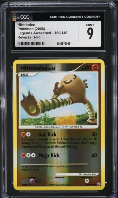 2008 Pokemon Diamond & Pearl Legends Awakened Reverse Holo Hitmonlee #100 CGC 9