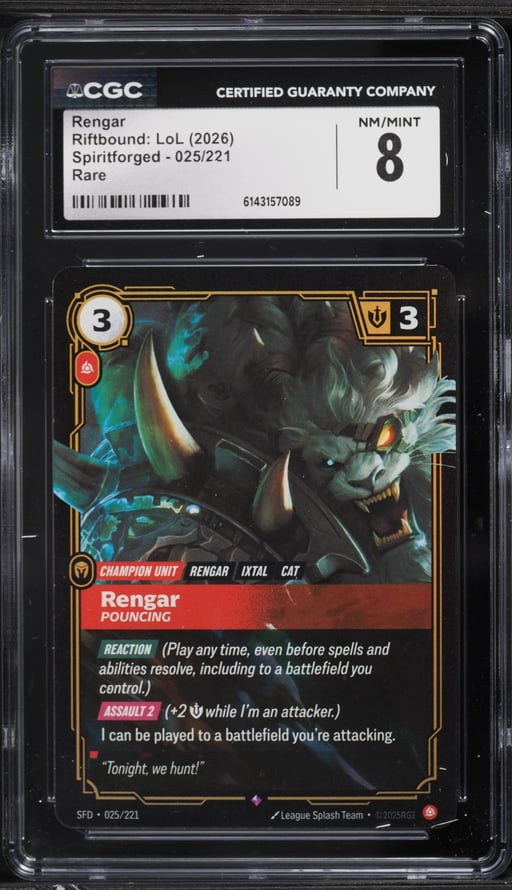 2026 Riftbound: LoL Spiritforged Rengar #025 CGC 8 NM-MT