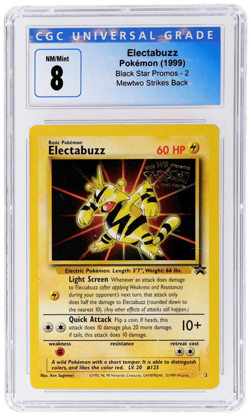 1999 Pokemon Wizards of the Coast Black Star Promo Mewtwo Strikes Back Electabuzz #2 CGC 8