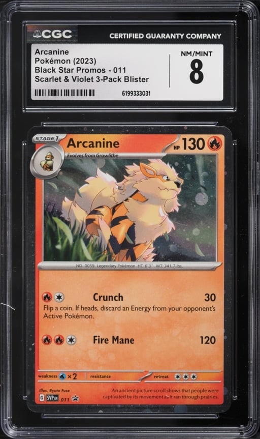 2023 Pokemon Scarlet & Violet Promo 3 Pack Blister Holo Arcanine #11 CGC 8 NM-MT