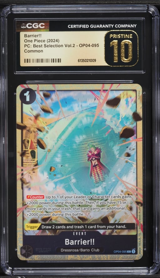 2024 One Piece PC Best Selection Volume 2 Alt Art Barrier!! #OP04-095 CGC 10 PRISTINE