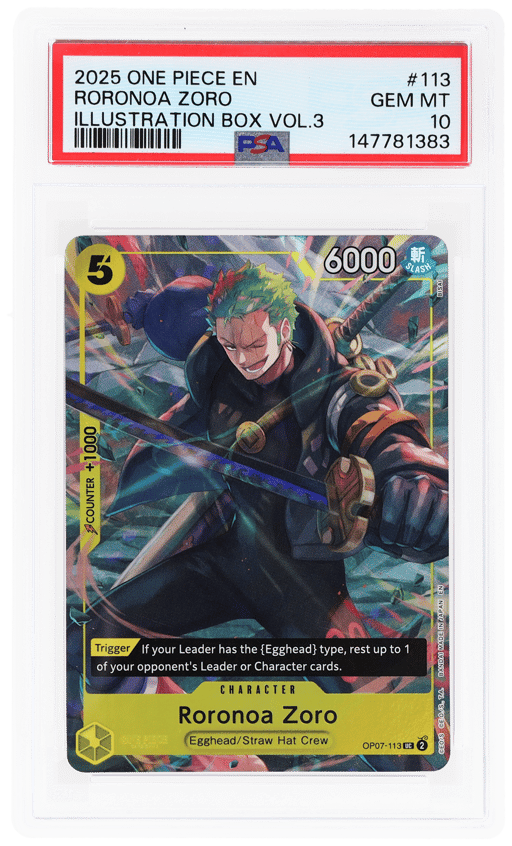 2025 One Piece Promo Illustration Box Volume 3 Roronoa Zoro #OP07-113 PSA 10