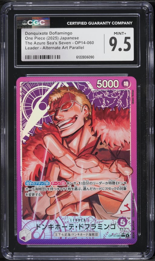 2025 One Piece The Azure Sea's Seven Alternate Art Parallel Donquixote Doflamingo #OP14-060 CGC 9.5 MINT+