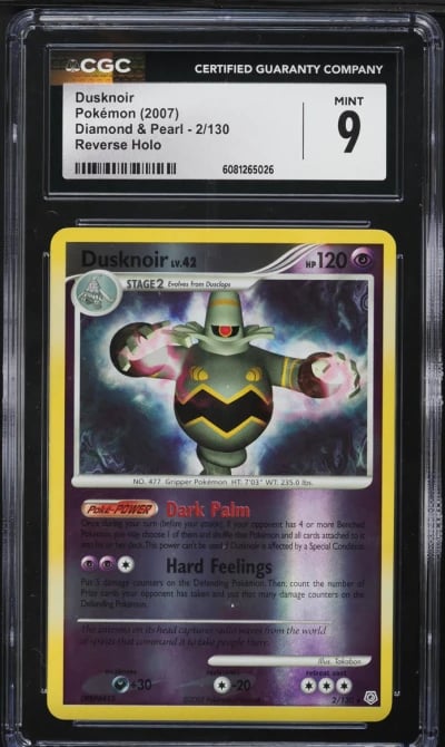 2007 Pokemon Diamond & Pearl Reverse Holo Dusknoir #2 CGC 9 MINT