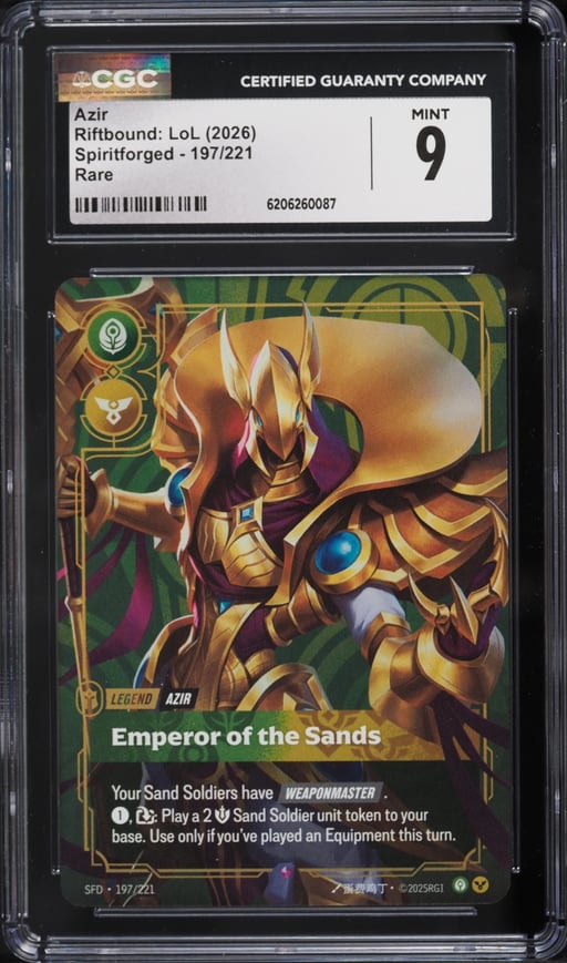 2026 Riftbound League Of Legends LoL Spiritforged Azir #197 CGC 9 MINT