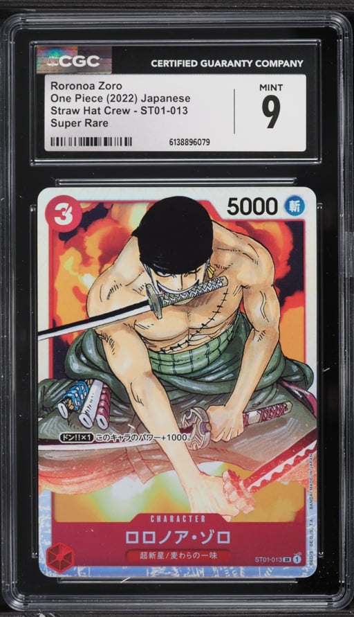 2022 One Piece Japanese Straw Hat Crew SR Roronoa Zoro #ST01-013 CGC 9 MINT