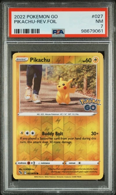 2022 POKEMON GO #027 PIKACHU-REVERSE FOIL PSA 7