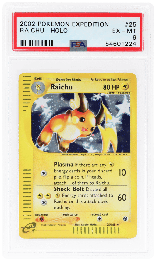 2002 Pokemon Expedition Holo Raichu #25 PSA 6