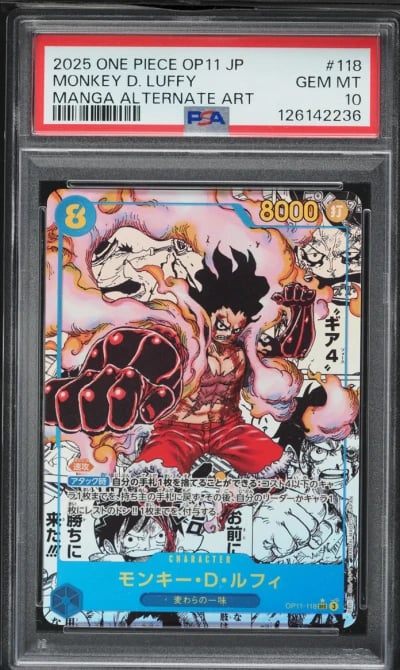 2025 One Piece Japanese A Fist Of Divine Speed Manga Art Monkey D. Luffy #OP11-118 PSA 10 GEM