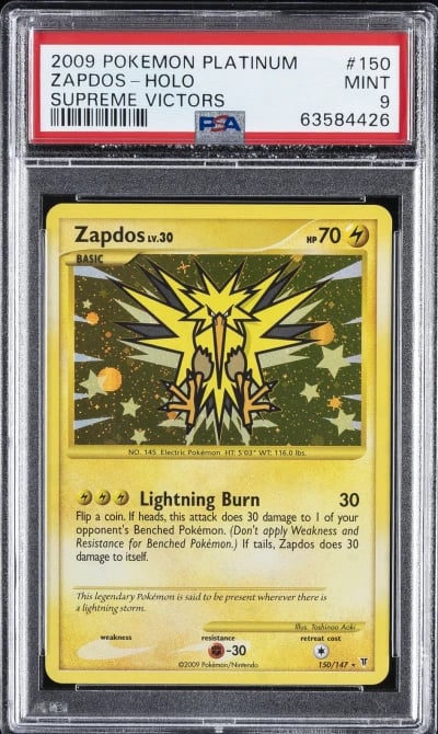 2009 POKEMON PLATINUM SUPREME VICTORS #150 ZAPDOS-HOLO PSA 9